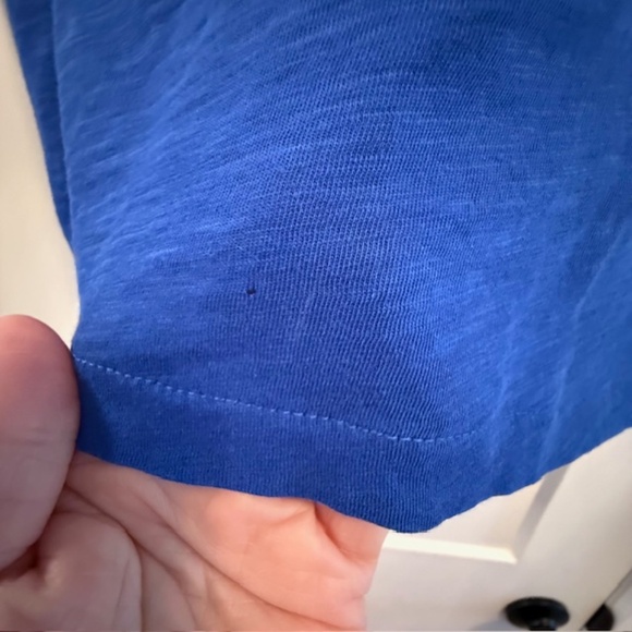 J. Crew Blue Vintage  Cotton Deep V-Neck Tee Shirt Large T-shirt -See notes - Picture 4 of 8